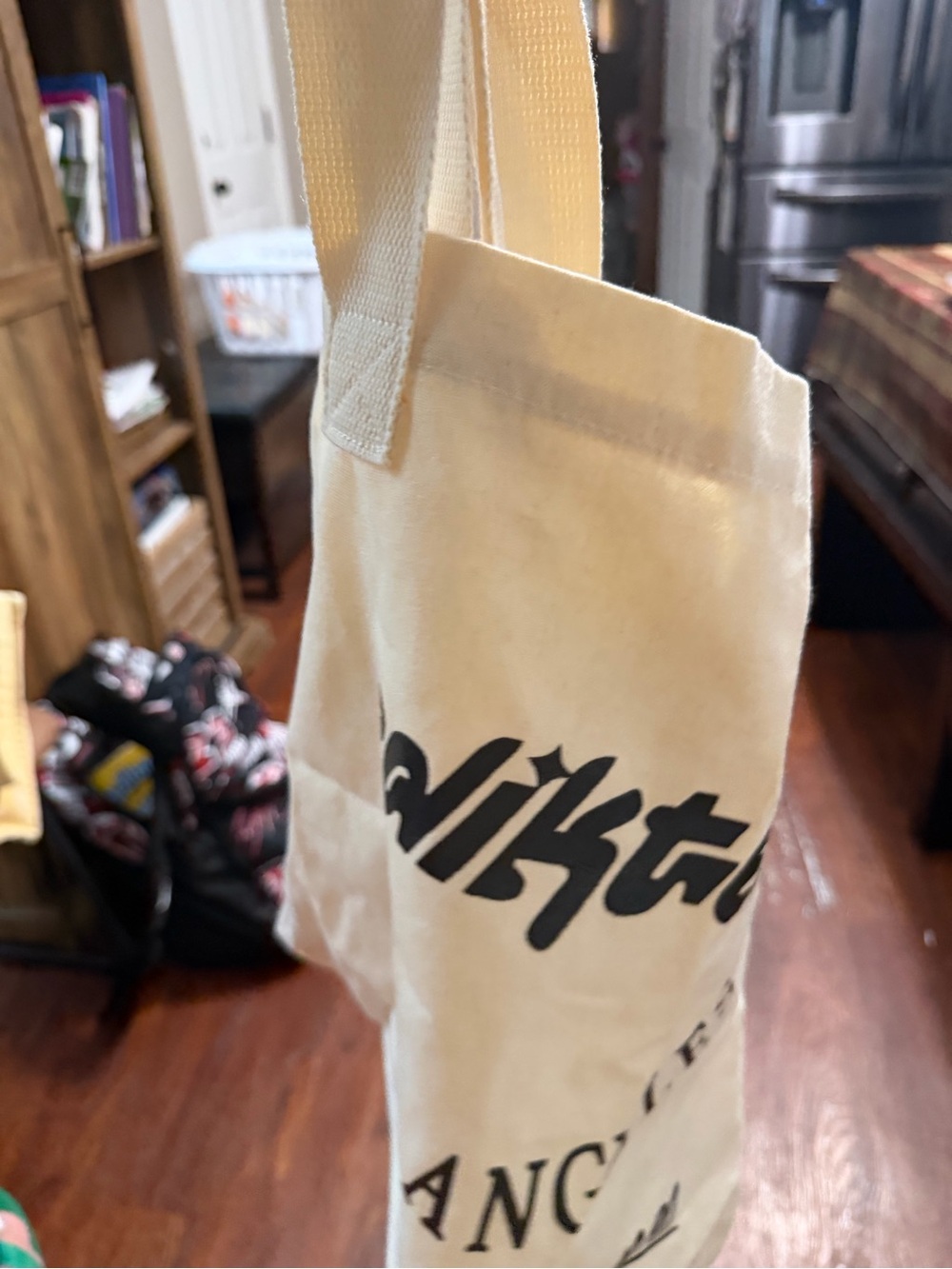 Edikted Cream Canvas Tote with Black Script